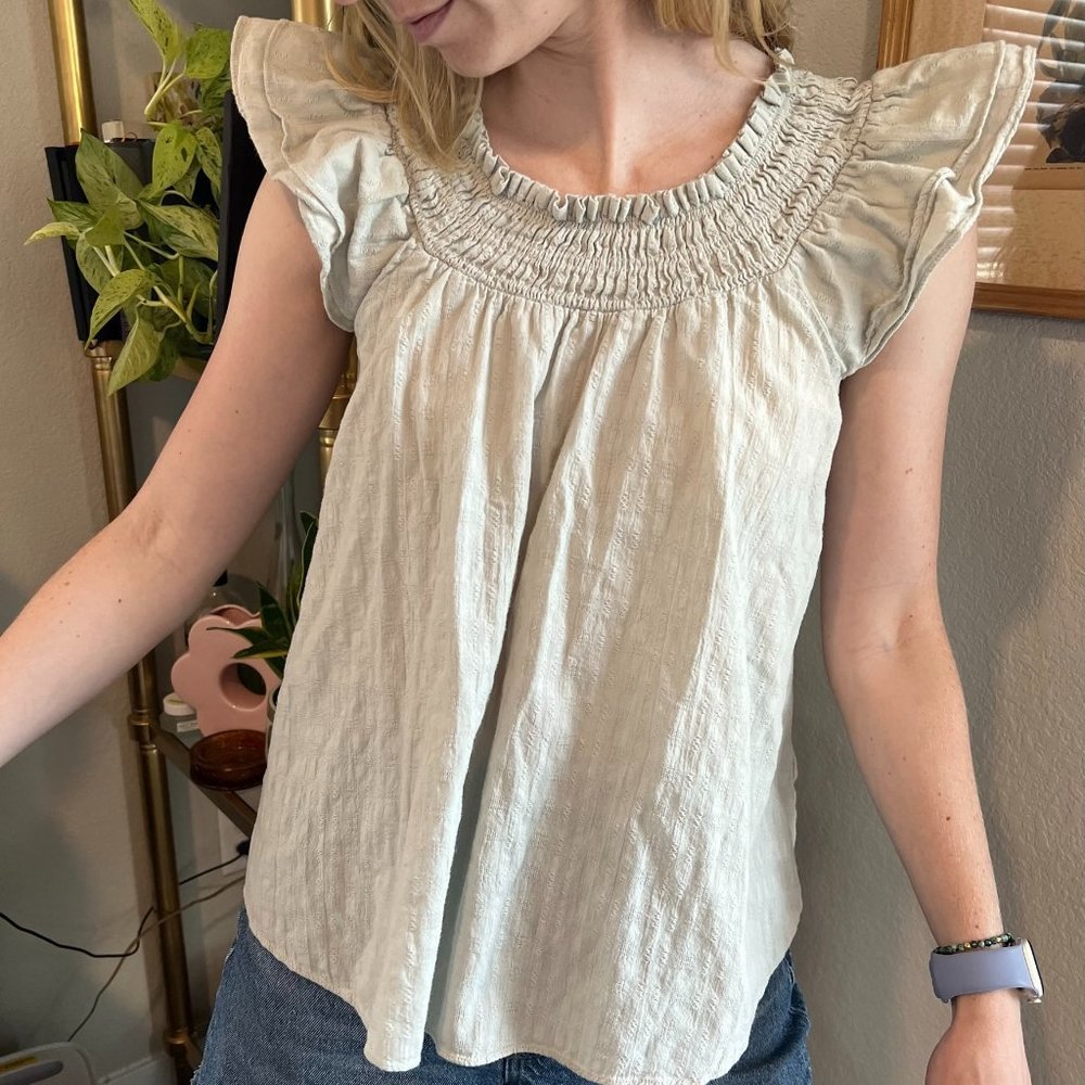 Sugarlips Sage Ruffle Sleeve Top